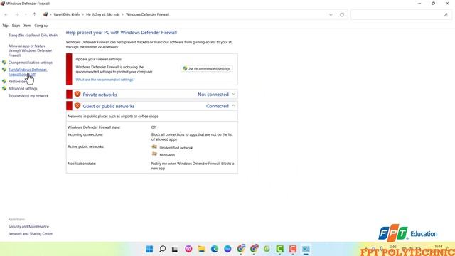 Assignment_2 Hướng dẫn bật/tắt Windows Defender Firewall смотреть онлайн