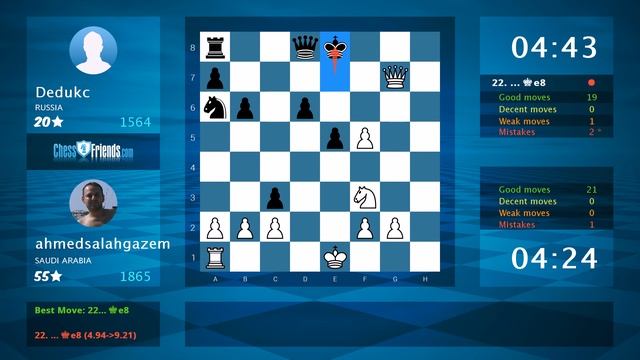 Chess Game Analysis: ahmedsalahgazem - Dedukc : 1-0 (By ChessFriends.com) смотреть онлайн