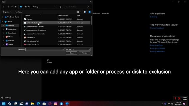 How to add an app or folder to windows defender exclusion in Windows 11 смотреть онлайн