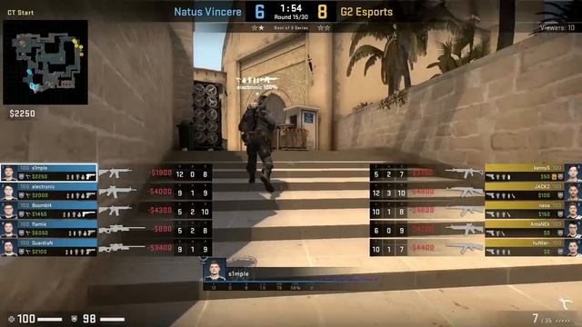 CS:GO POV Demo Na'Vi S1mple (31/17) vs G2 (de_mirage) смотреть онлайн