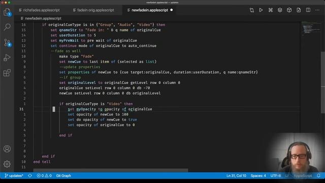 QLAB: Edit 'Create Fade In' Hotkey Script