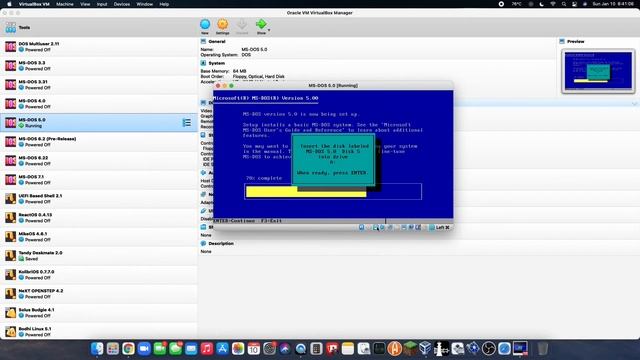 Installing MS-DOS 5 in Virtualbox смотреть онлайн