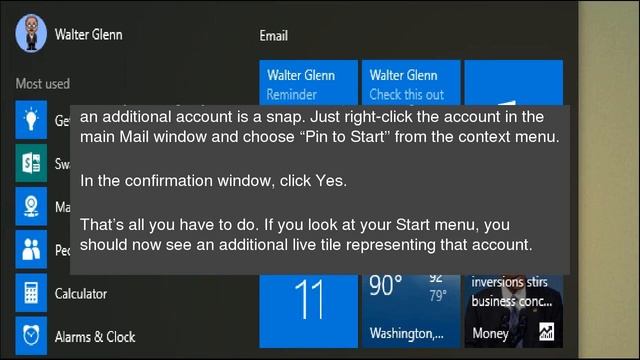 How to Make Live Tiles on Your Start Menu for Each Account in Windows 10 Mail смотреть онлайн