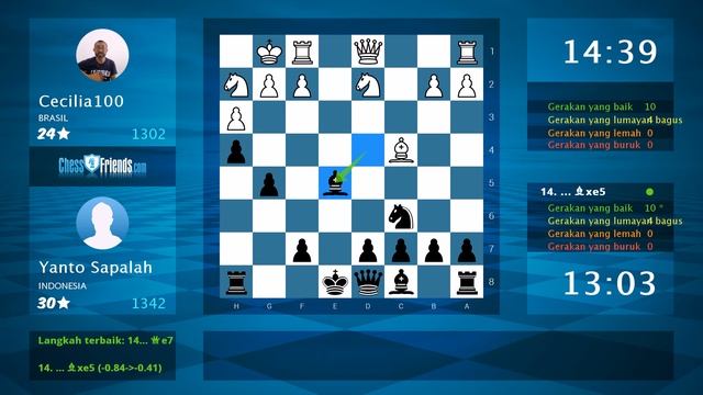 Chess Game Analysis: Cecilia100 - Yanto Sapalah : 0-1 (By ChessFriends.com) смотреть онлайн