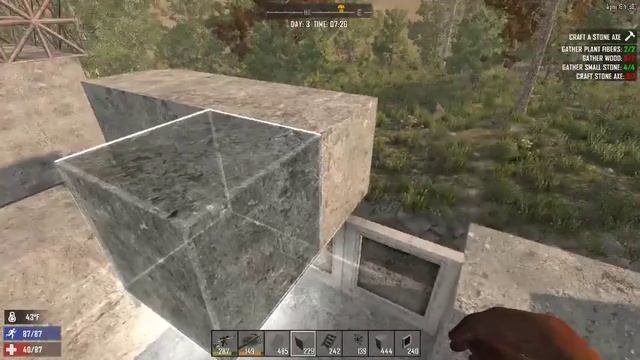 Строим базу в режиме Креатив, готовимся к "Кровавой ночи" 7DTD Часть-1. смотреть онлайн