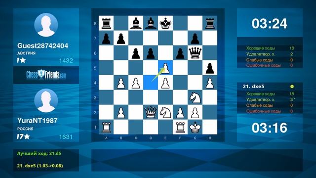 Chess Game Analysis: YuraNT1987 - Guest28742404 : 1-0 (By ChessFriends.com) смотреть онлайн