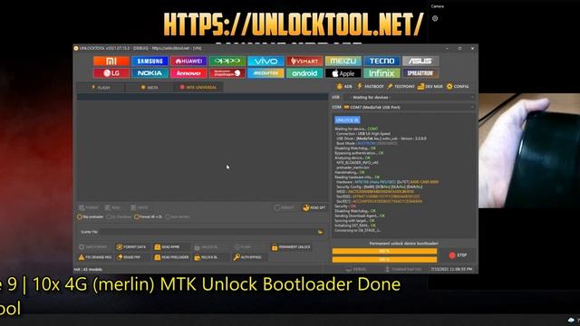 Unlock Bootloader Xiaomi MTK Redmi Note 9 10X 4G merlin Done By UnlockTool смотреть онлайн