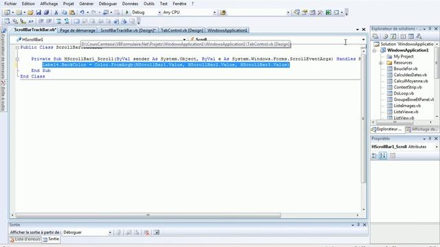 23 Fonctions et Objets 15 ScrollBar et TrackBar VB Formulaire смотреть онлайн