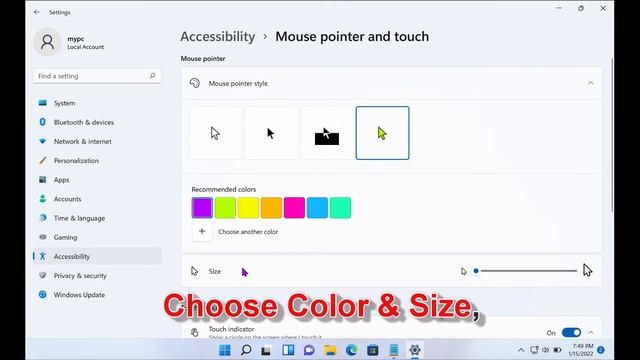 Change mouse cursor Size & Color in windows 11 смотреть онлайн