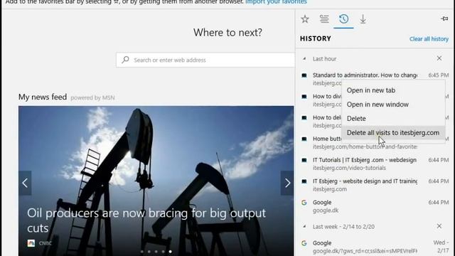How to browse and delete history of visited webpages MS Edge Win 10 смотреть онлайн