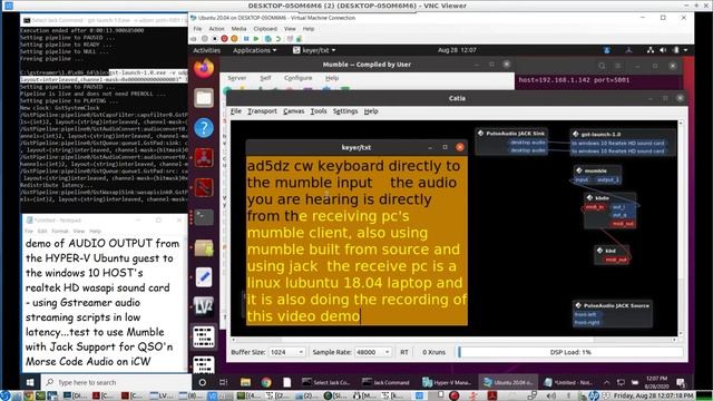 send CW with the AD5DZ CW Keyer on MUMBLE using WINDOWS 10 Hyper-V machine with Ubuntu 20.04 guest смотреть онлайн