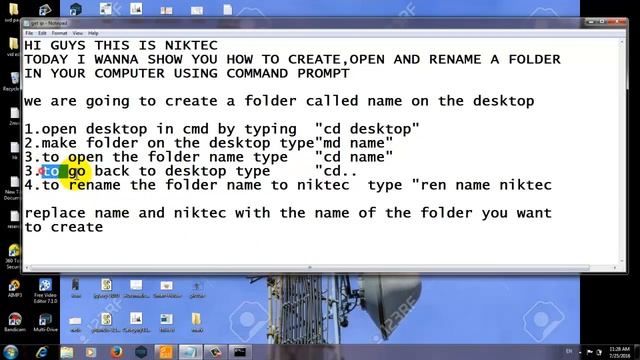 HOW TO CREATE, OPEN AND RENAME A FOLDER USING CMD смотреть онлайн