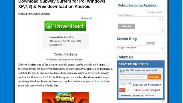 How to Download/Install Subway Surfers Free for PC /Laptop (Windos 8,7,XP),MAC 100 % working method смотреть онлайн