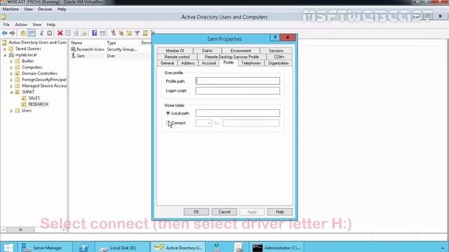 MCSA (70-410): 06 how to create home directory/Folder in windows server 2012 R2 смотреть онлайн