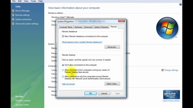 Windows Vista - 6 of 17 - Remote Desktop Connection смотреть онлайн