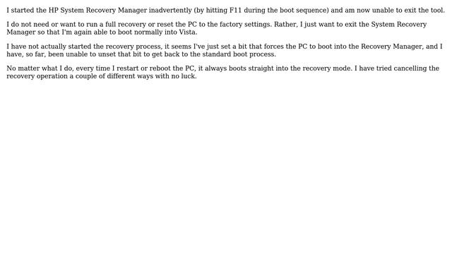 Cancel / Exit HP System Recovery Manager (Windows Vista) смотреть онлайн