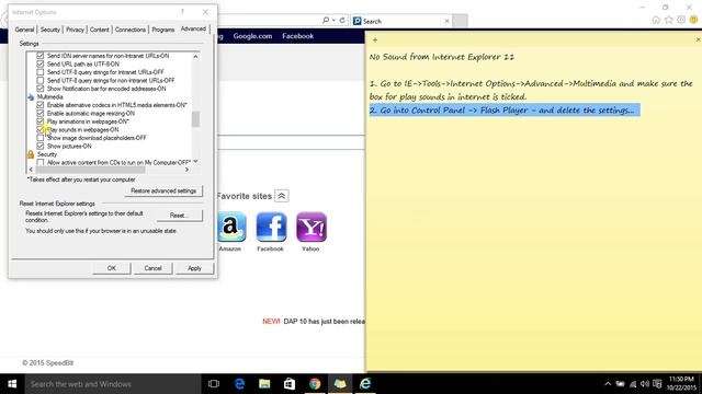 No Sound from Internet Explorer 11 windows 7/ windows 8 and windows 10 смотреть онлайн