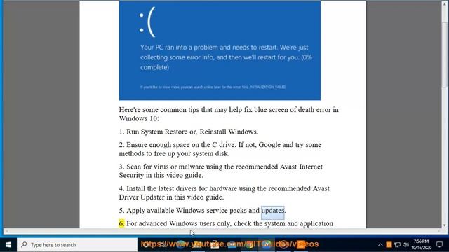 Fix blue screen of death error in Windows 10 (2020 General Solutions) смотреть онлайн