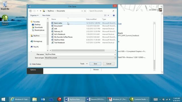 Windows 8.1 Save a File to SkyDrive from Microsoft Word смотреть онлайн