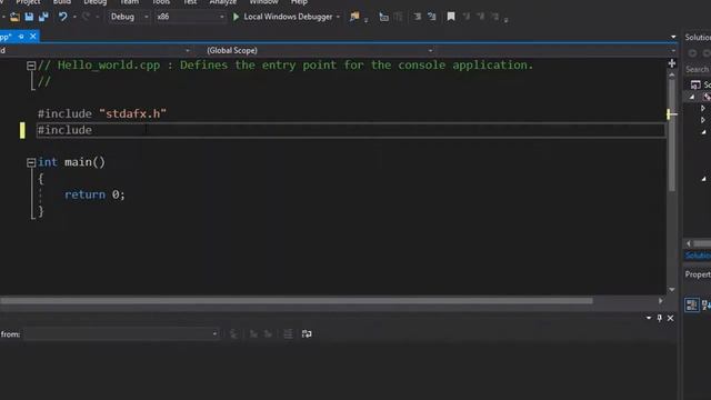 How to create and run C++ Hell world program in Visual Studio 2017 смотреть онлайн