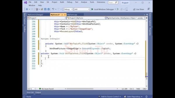 c++/cli windows forms (button ImageAlign) visual c++ Windows Form Clr Cli 2022) visual studio code