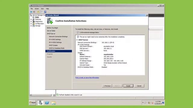 WS 2008 R2 & DHCP CONFIG смотреть онлайн