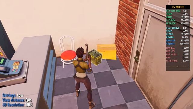 Fortnite 10$ CPU Xeon E5 2603v3 FPS Performance Benchmark Test смотреть онлайн