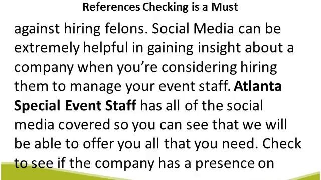 Atlanta Special Events Staff References Checking is a Must.wmv смотреть онлайн