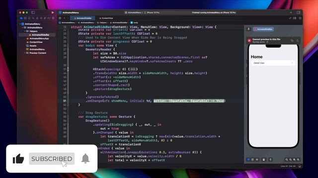 Interactive Side Menu / Hamburger Menu - iOS 17 - Xcode 15 смотреть онлайн