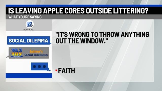 98.3 TRY Social Dilemma: Is it littering to throw an apple core out your car window? смотреть онлайн