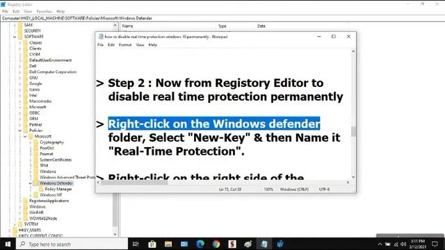 How to Disable Real Time Protection Windows 10 Permanently 2021 Simple & Quick Tutorial смотреть онлайн