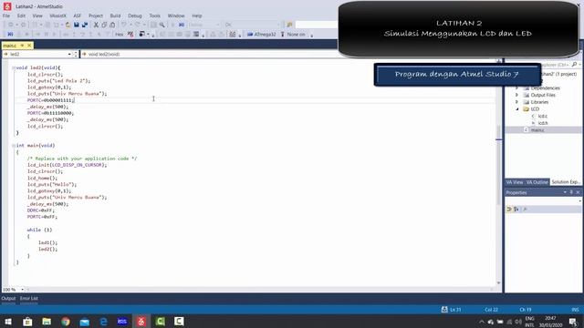 Simulasi Percobaan LCD dan LED menggunakan Proteus dan Atmel Studio 7 смотреть онлайн