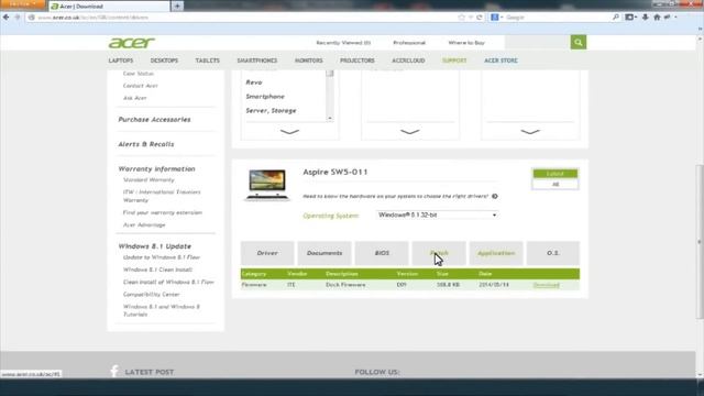 Aspire Switch 10 - Keyboard dock firmware update смотреть онлайн