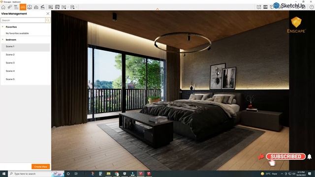 Enscape Bedroom Interior  Lighting & Rendering Tutorial | SketchUp Tutorial | Enscape Tutorial