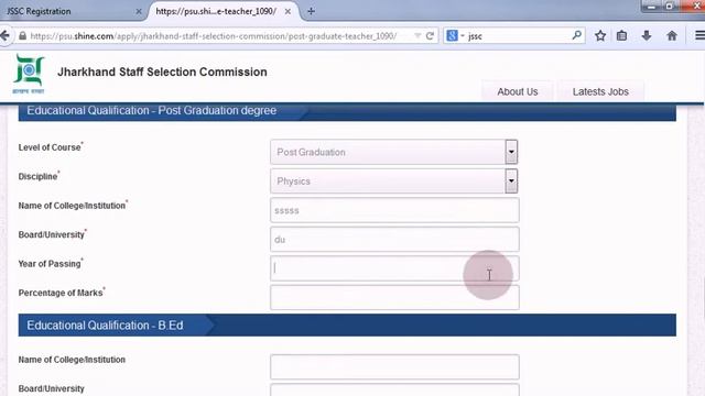 Jharkhand JSSC  513 Post  PGT का Online Form कैसे भरें