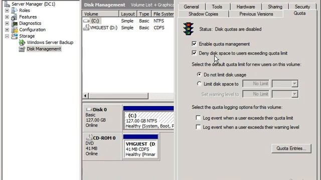 Win2008 Disk Quotas смотреть онлайн