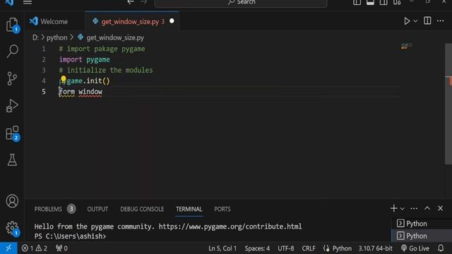 how to get the pygame window size ? смотреть онлайн