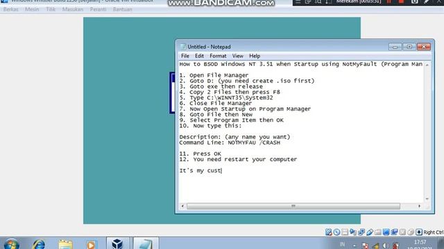 How to BSOD Windows NT 3.51 when startup using NotMyFault (Program Manager) смотреть онлайн