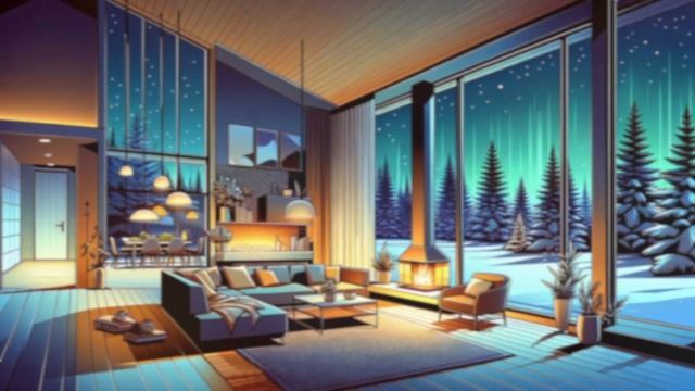 Pomodoro Timer - Study with Me | Relaxing focus piano music | Aurora Borealis from a modern Home смотреть онлайн