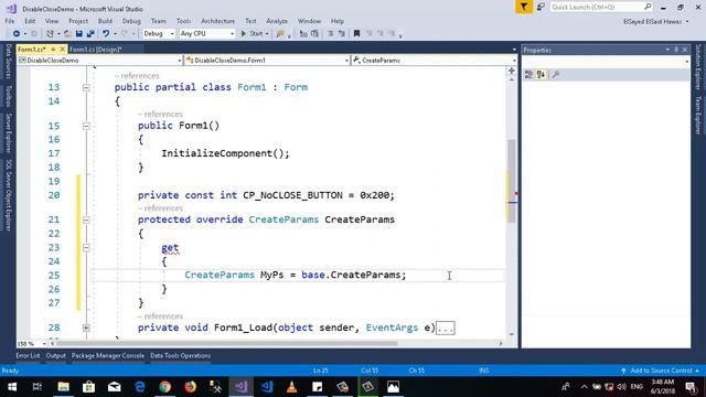 116- Disable Close Button in Windows Form - أيقاف زر الأغلاق في الفور بلغة السي شارب - смотреть онлайн