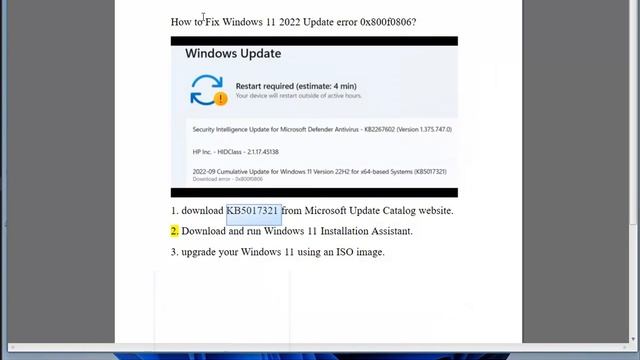Fix Windows 11 2022 Update error 0x800f0806 смотреть онлайн