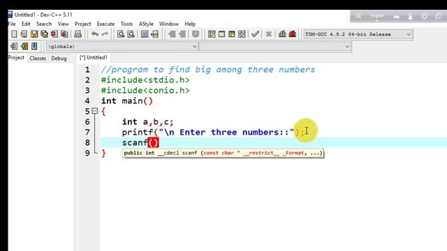 C program to find the largest among three numbers смотреть онлайн