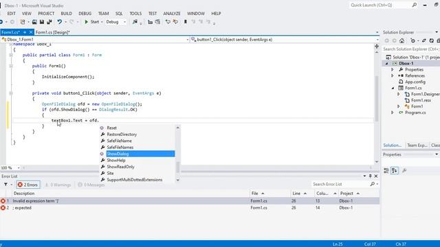 C# Basics : Form and Open File Dialog смотреть онлайн