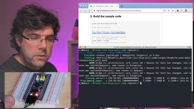 Blue Pill (STM32) Rust Workshop Part 3 - Cargo Embed Hello World смотреть онлайн