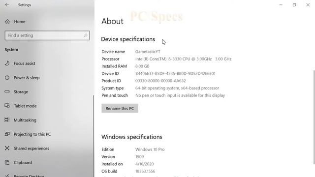 PC Specs смотреть онлайн