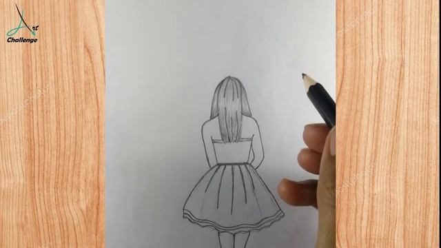 how to draw girl looking towards window | daily art #182 | easy drawing | simple art | art challeng смотреть онлайн