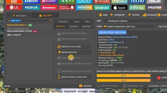 Redmi Note 4 Nikel MI Accaunt Remove Done Via UnlockTool
