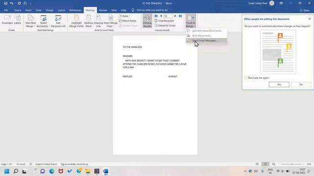 HOW TO USE MAILLING FEATURE OF MICROSOFT WORD || WINDOWS 11 смотреть онлайн