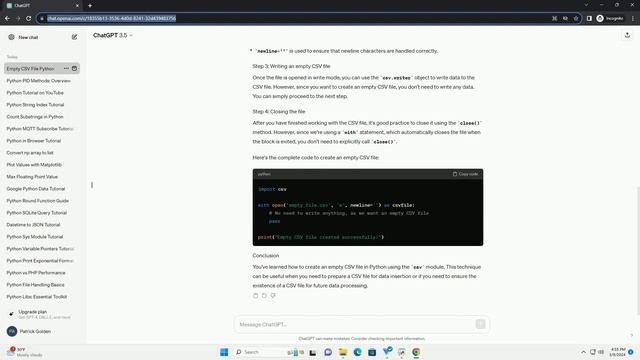 python create empty csv file смотреть онлайн