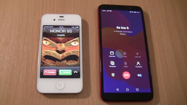 Incoming call & Outgoing call at the Same Time Iphone 4S ios 6 +HONOR 9S смотреть онлайн